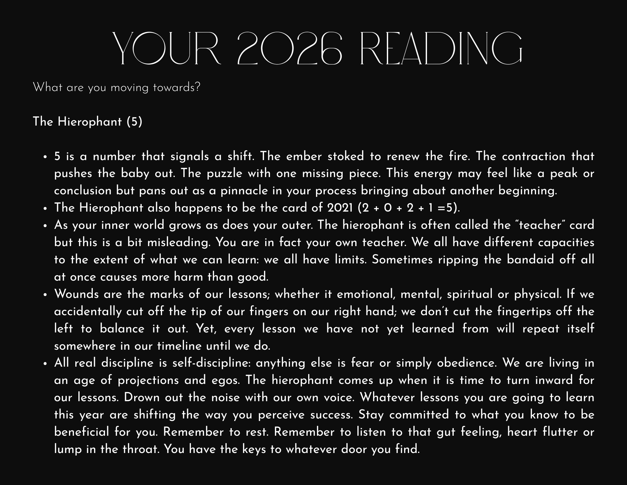 2026 Personalized Year Ahead Reading